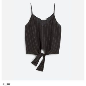 Lush black and white striped cropped cami tank top